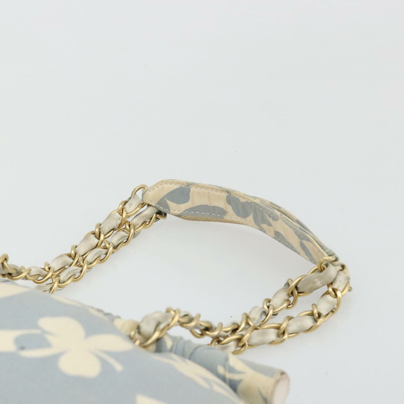 【日本直送】香奈兒 COCO 標誌鏈條單背包帆布淺藍色金色 CC 正品 YKZ826A-7