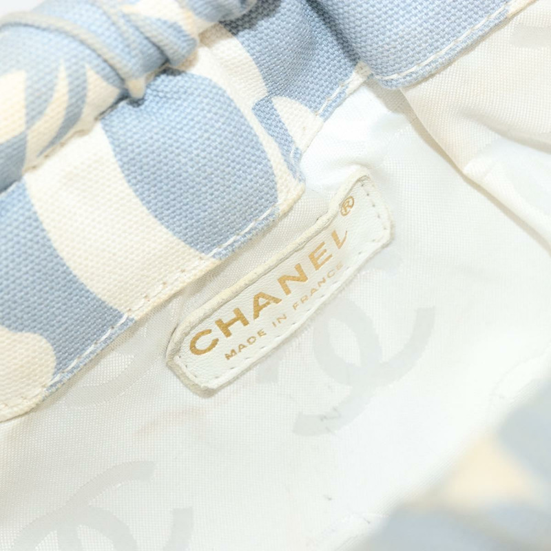 【日本直送】香奈兒 COCO 標誌鏈條單背包帆布淺藍色金色 CC 正品 YKZ826A-9