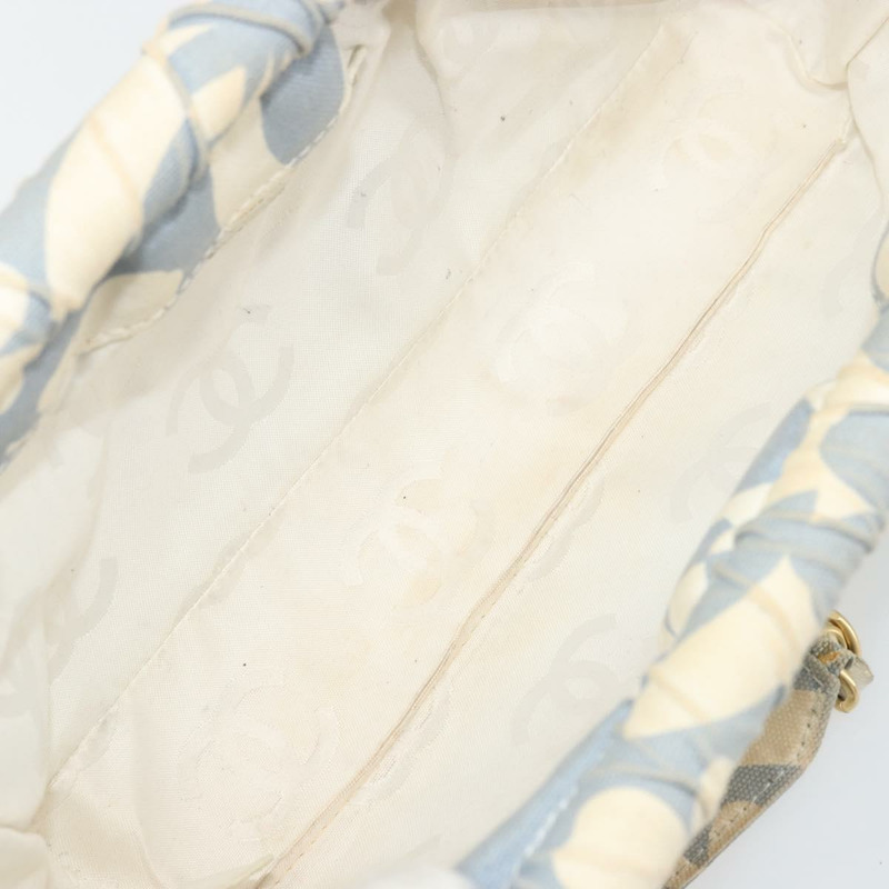 【日本直送】香奈兒 COCO 標誌鏈條單背包帆布淺藍色金色 CC 正品 YKZ826A-10