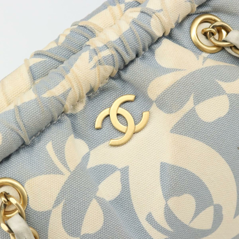 【日本直送】香奈兒 COCO 標誌鏈條單背包帆布淺藍色金色 CC 正品 YKZ826A-16