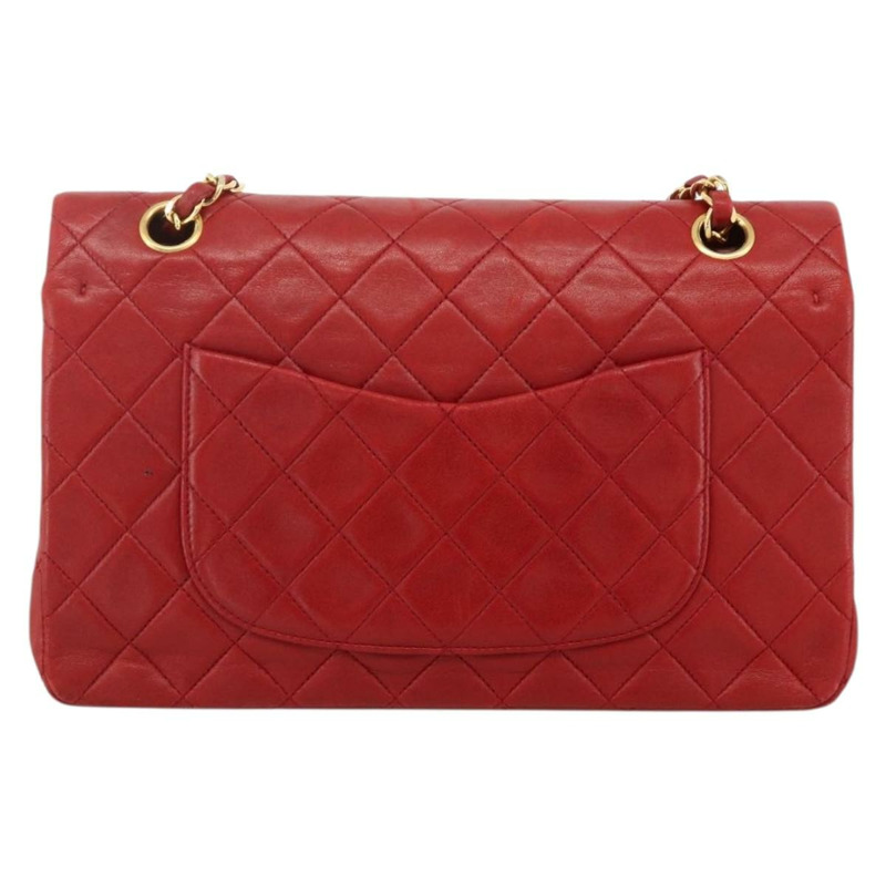【日本直送】香奈兒 Matelasse 25 雙蓋鏈條包，羊皮材質，紅色，金色雙C標誌，正品編號 166269SAV-1