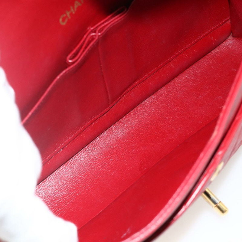 【日本直送】香奈兒 Matelasse 25 雙蓋鏈條包，羊皮材質，紅色，金色雙C標誌，正品編號 166269SAV-7