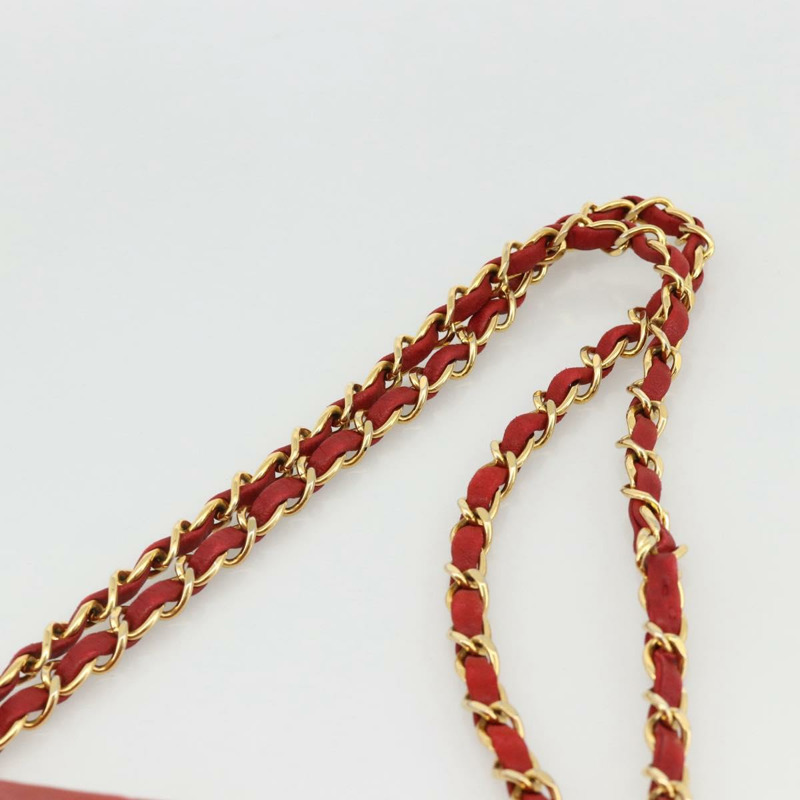 【日本直送】香奈兒 Matelasse 25 雙蓋鏈條包，羊皮材質，紅色，金色雙C標誌，正品編號 166269SAV-13