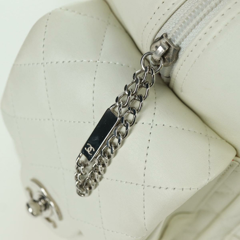 【日本直送】香奈兒 Cambon 系列絎縫手提包，白色銀色雙C標誌皮革，正品編號 YKZ964SAM-20