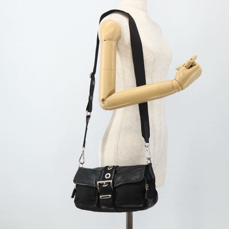 【日本直送】PRADA 單肩包 尼龍 黑色 銀色 正品 YKZ1585A-27