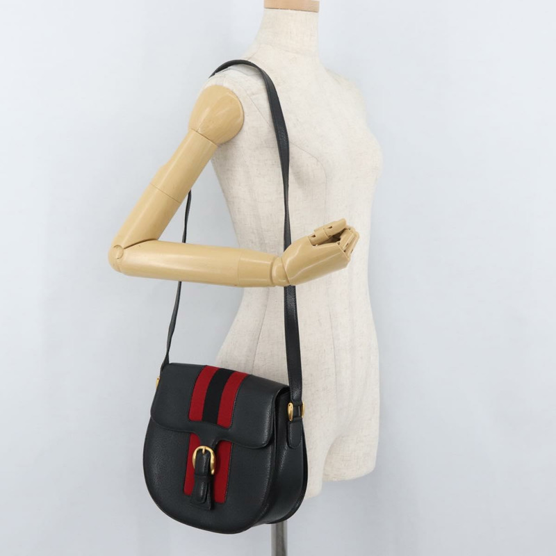 【日本直送】GUCCI Sherry Line 單背包，黑色、金色、紅色皮革，正品編號 175579A-22