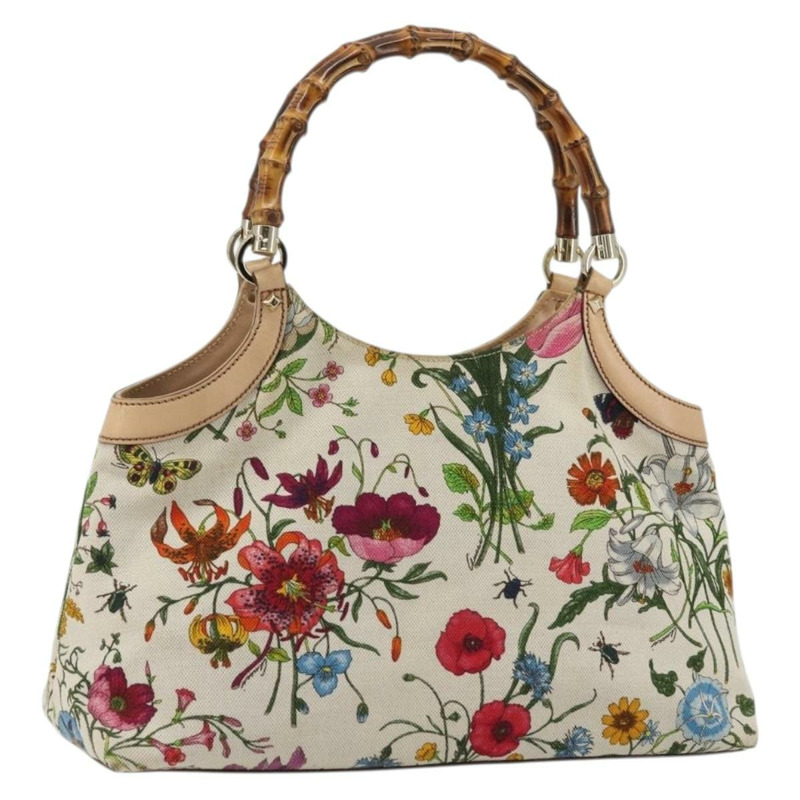 【日本直送】GUCCI Flora Bamboo 手提包 帆布 多色 137395 正品 YKZ1300A-0