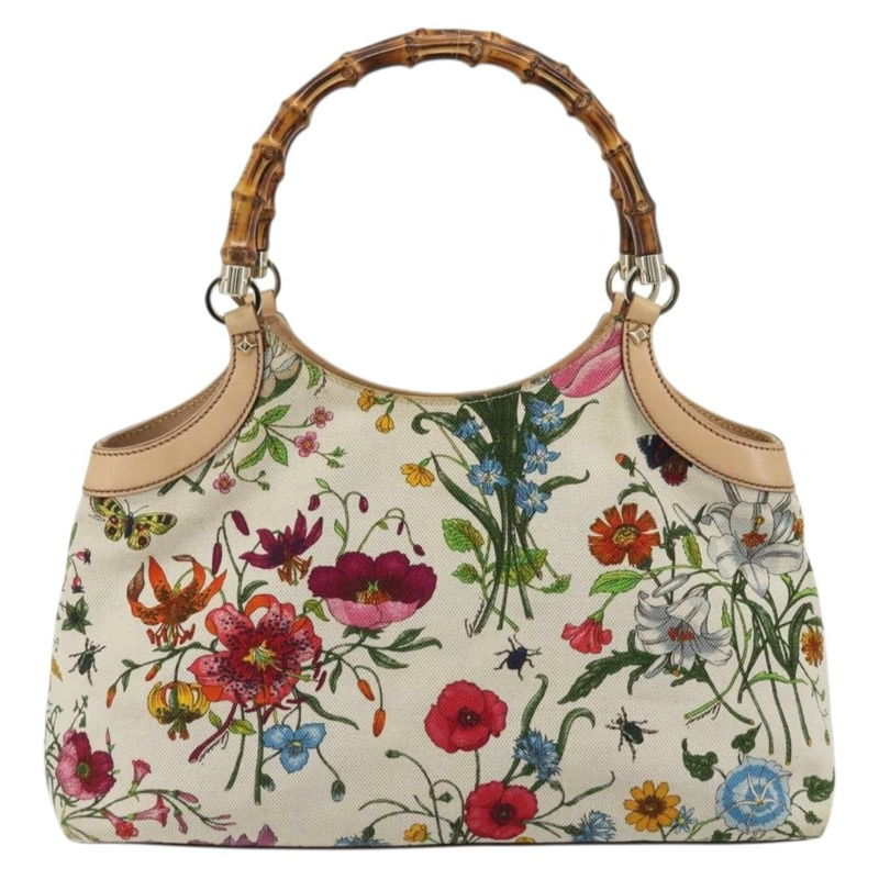 【日本直送】GUCCI Flora Bamboo 手提包 帆布 多色 137395 正品 YKZ1300A-1