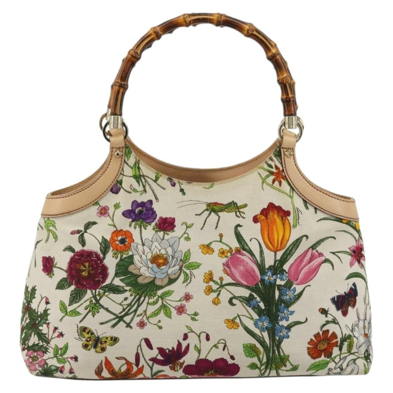 【日本直送】GUCCI Flora Bamboo 手提包 帆布 多色 137395 正品 YKZ1300A-2