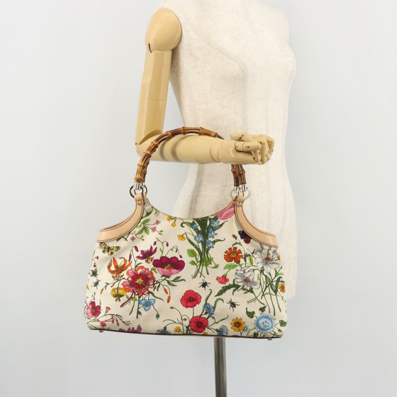 【日本直送】GUCCI Flora Bamboo 手提包 帆布 多色 137395 正品 YKZ1300A-21