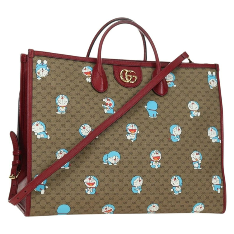 【日本直送】GUCCI GUCCI × Doraemon Micro GG Supreme Bag PVC 2way 653952 Auth YKZ1325SAM-0