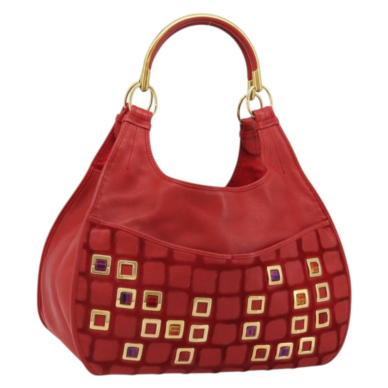 【日本直送】Christian Dior Bijueldo 肩背包 皮革 紅色 金色 正品 YKZ1363A-0