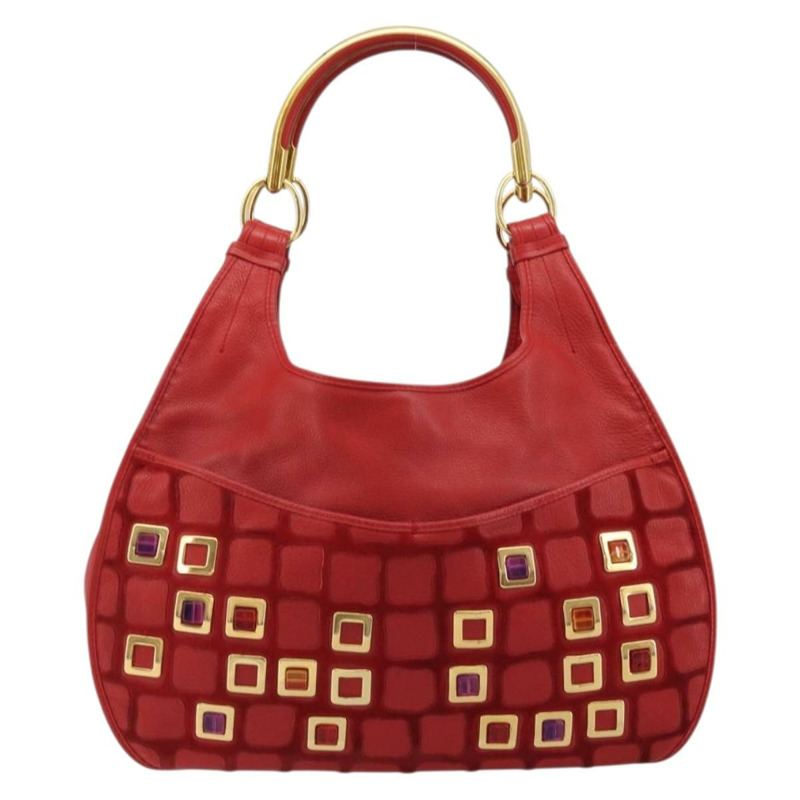 【日本直送】Christian Dior Bijueldo 肩背包 皮革 紅色 金色 正品 YKZ1363A-1
