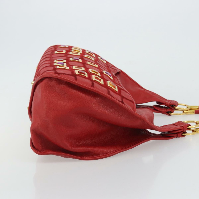 【日本直送】Christian Dior Bijueldo 肩背包 皮革 紅色 金色 正品 YKZ1363A-3