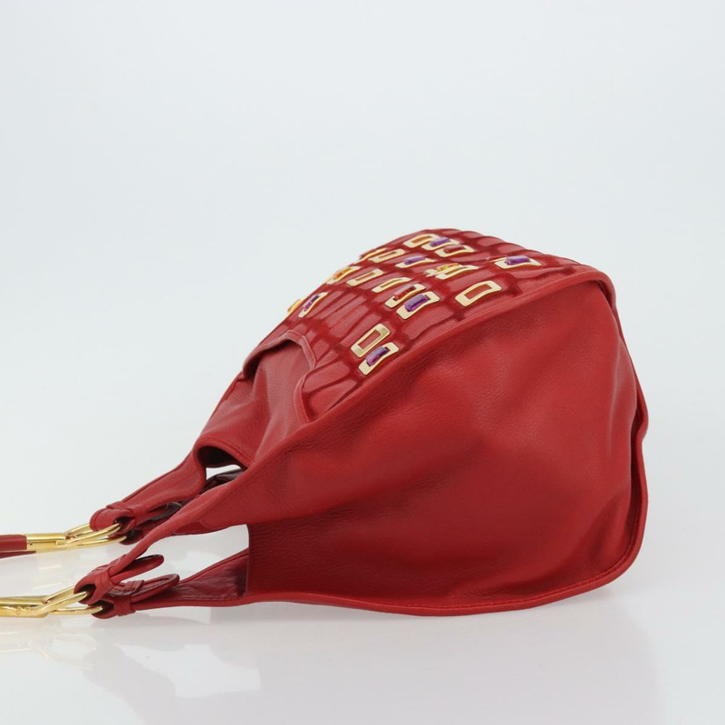 【日本直送】Christian Dior Bijueldo 肩背包 皮革 紅色 金色 正品 YKZ1363A-4