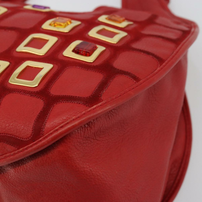【日本直送】Christian Dior Bijueldo 肩背包 皮革 紅色 金色 正品 YKZ1363A-9