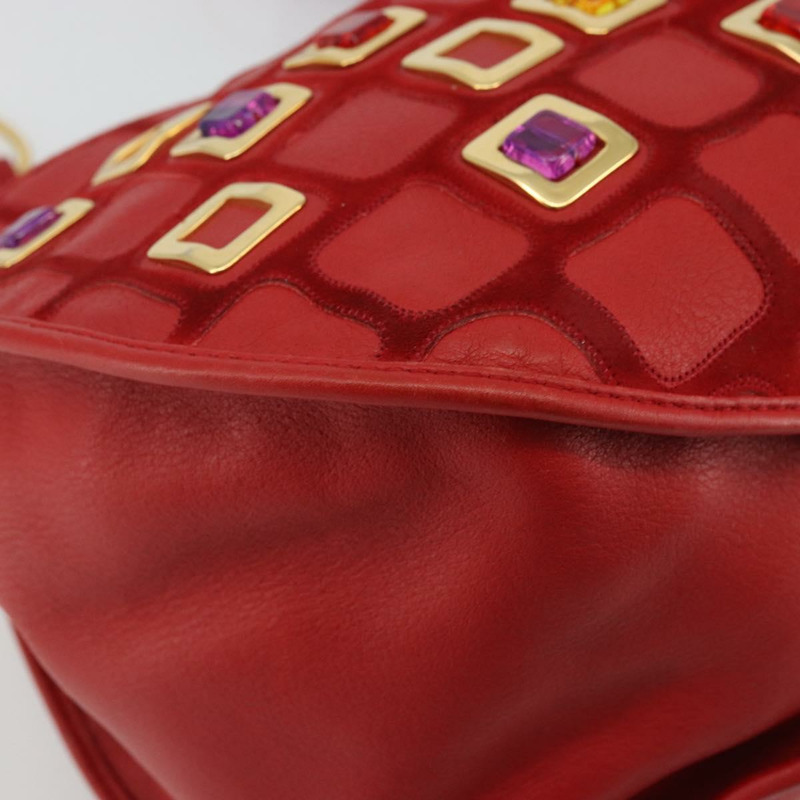 【日本直送】Christian Dior Bijueldo 肩背包 皮革 紅色 金色 正品 YKZ1363A-10