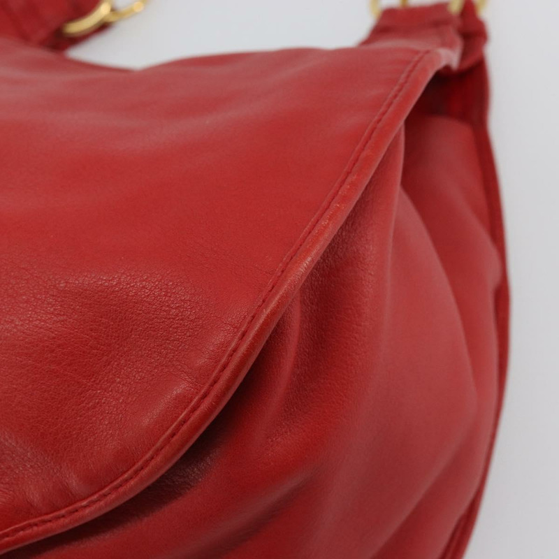 【日本直送】Christian Dior Bijueldo 肩背包 皮革 紅色 金色 正品 YKZ1363A-11