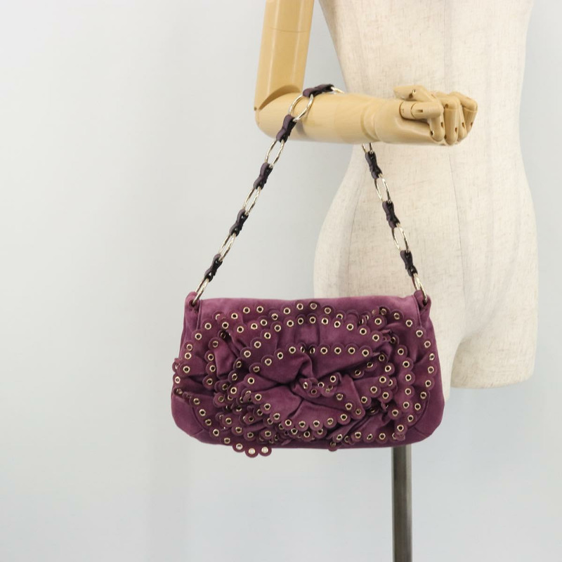 【日本直送】SAINT LAURENT 紫色金色麂皮單肩包 正品 YKZ1335A-21