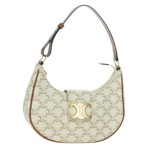 CELINE Macadam帆布Ava 肩背包 PVC 白色金色正品 175974SAM