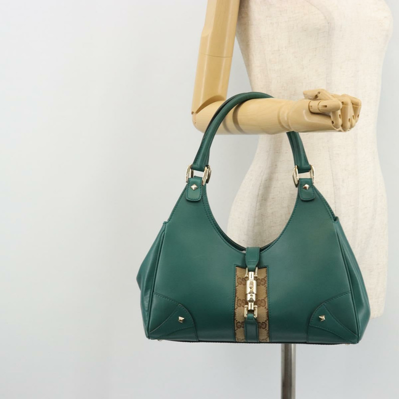 【日本直送】GUCCI 全新 Jerky 單肩包，皮革材質，綠色/金色，貨號 124407，正品編號 175619A-21