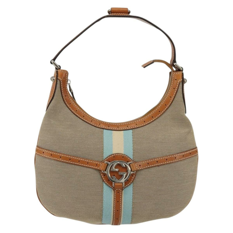 【日本直送】GUCCI帆布肩背包 米色 銀色 114869 正品 175232A-1