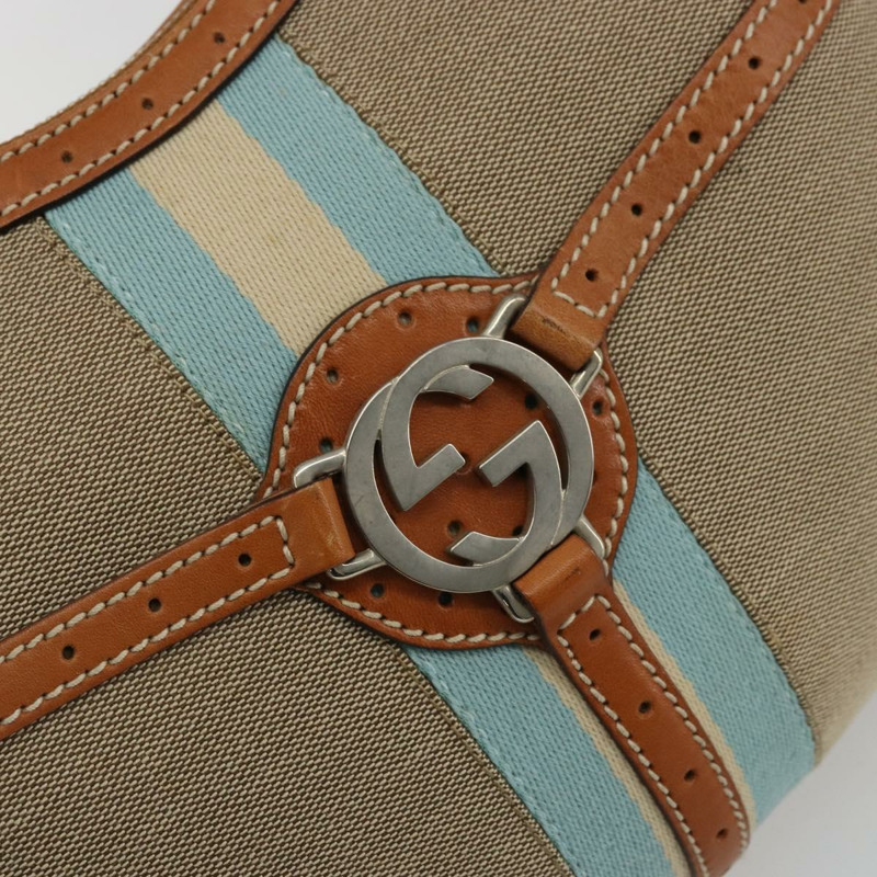 【日本直送】GUCCI帆布肩背包 米色 銀色 114869 正品 175232A-15