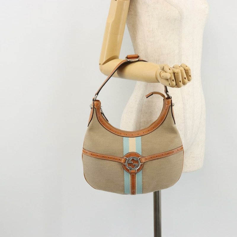 【日本直送】GUCCI帆布肩背包 米色 銀色 114869 正品 175232A-24