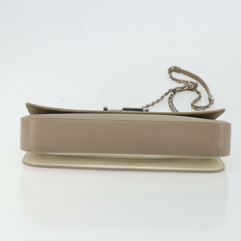 【日本直送】FENDI 鏈條 Trebuquette 單肩包 皮革 米色 銀色 正品 ka3885A-8