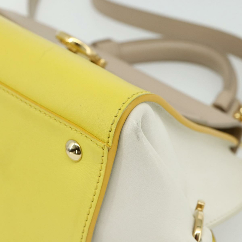 【日本直送】Salvatore Ferragamo Gancini 手提包 皮革 2way 黃金 Auth ka3925A-11