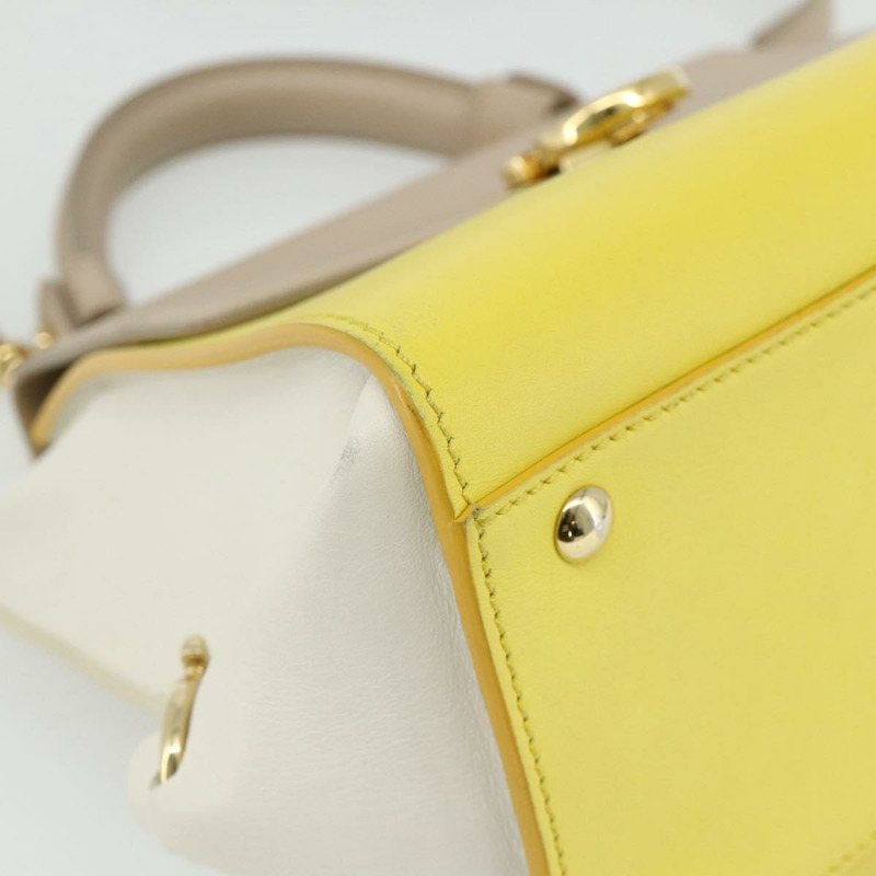 【日本直送】Salvatore Ferragamo Gancini 手提包 皮革 2way 黃金 Auth ka3925A-12