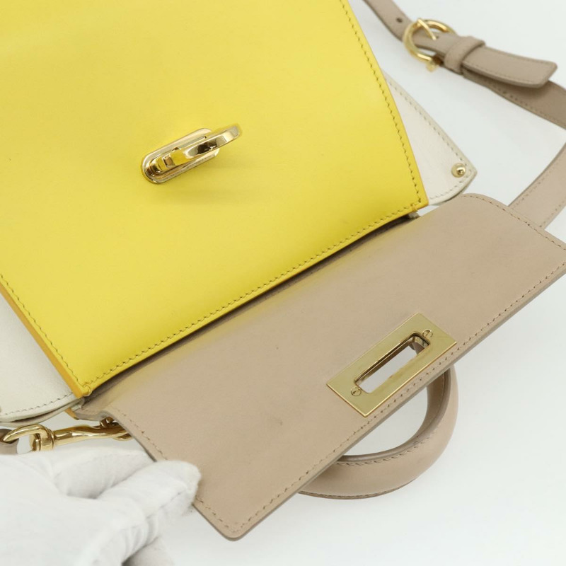 【日本直送】Salvatore Ferragamo Gancini 手提包 皮革 2way 黃金 Auth ka3925A-17