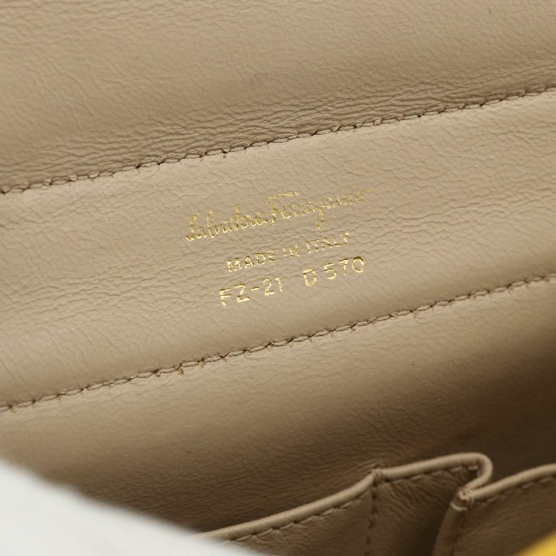 【日本直送】Salvatore Ferragamo Gancini 手提包 皮革 2way 黃金 Auth ka3925A-18