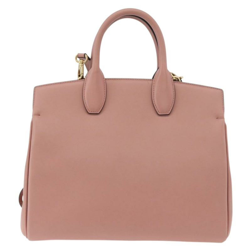 【日本直送】Salvatore Ferragamo Gancini 手提包 皮革 2way 粉金配色 Auth ka3924A-2