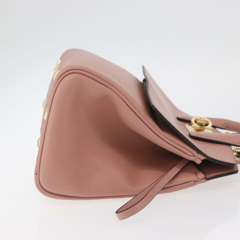 【日本直送】Salvatore Ferragamo Gancini 手提包 皮革 2way 粉金配色 Auth ka3924A-3