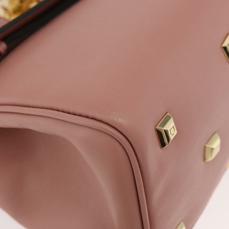 【日本直送】Salvatore Ferragamo Gancini 手提包 皮革 2way 粉金配色 Auth ka3924A-11