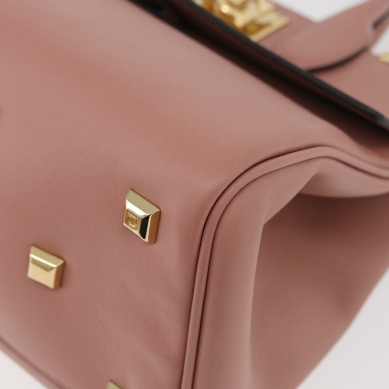 【日本直送】Salvatore Ferragamo Gancini 手提包 皮革 2way 粉金配色 Auth ka3924A-12