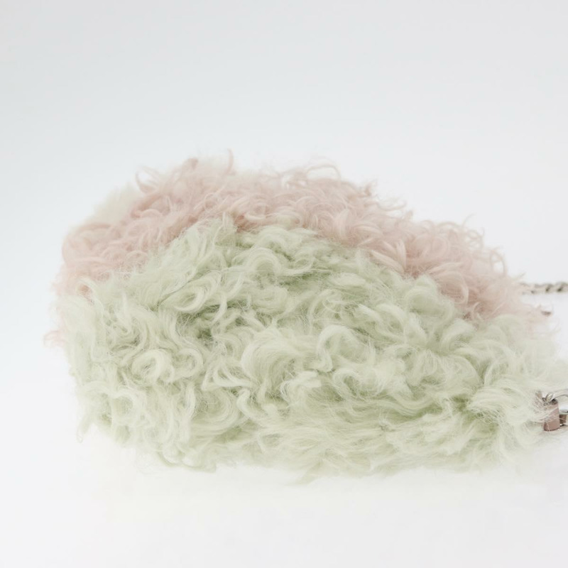 【日本直送】Miu Miu 鏈條單肩包 毛絨粉紅色銀色 正品 174917V-2