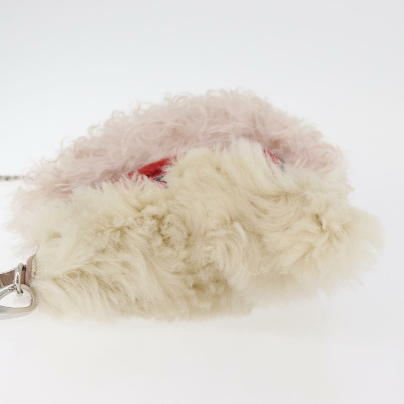 【日本直送】Miu Miu 鏈條單肩包 毛絨粉紅色銀色 正品 174917V-3