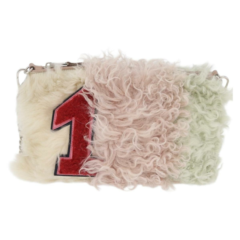 【日本直送】Miu Miu 鏈條單肩包 毛絨粉紅色銀色 正品 174917V-12