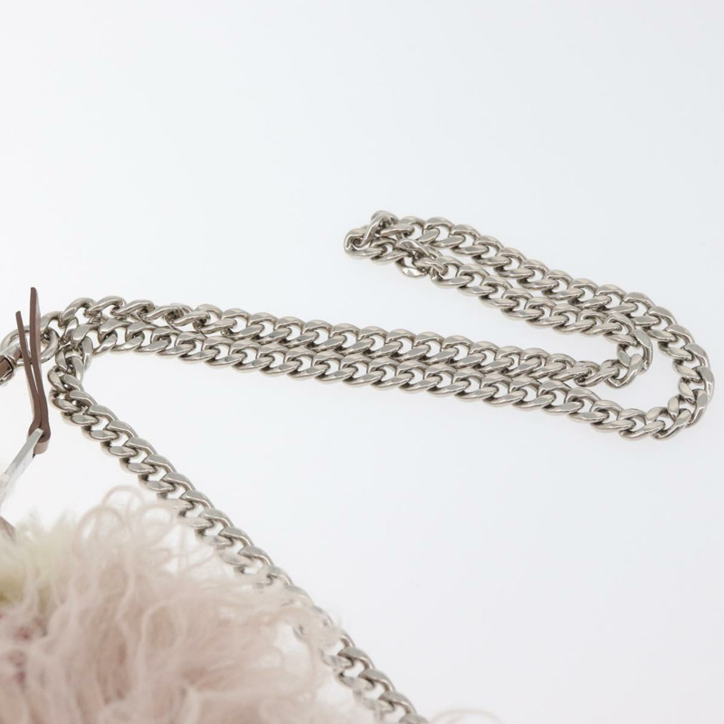 【日本直送】Miu Miu 鏈條單肩包 毛絨粉紅色銀色 正品 174917V-13