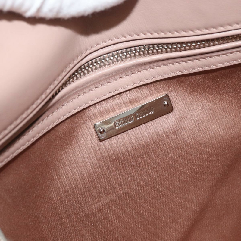 【日本直送】Miu Miu 鏈條單肩包 毛絨粉紅色銀色 正品 174917V-18