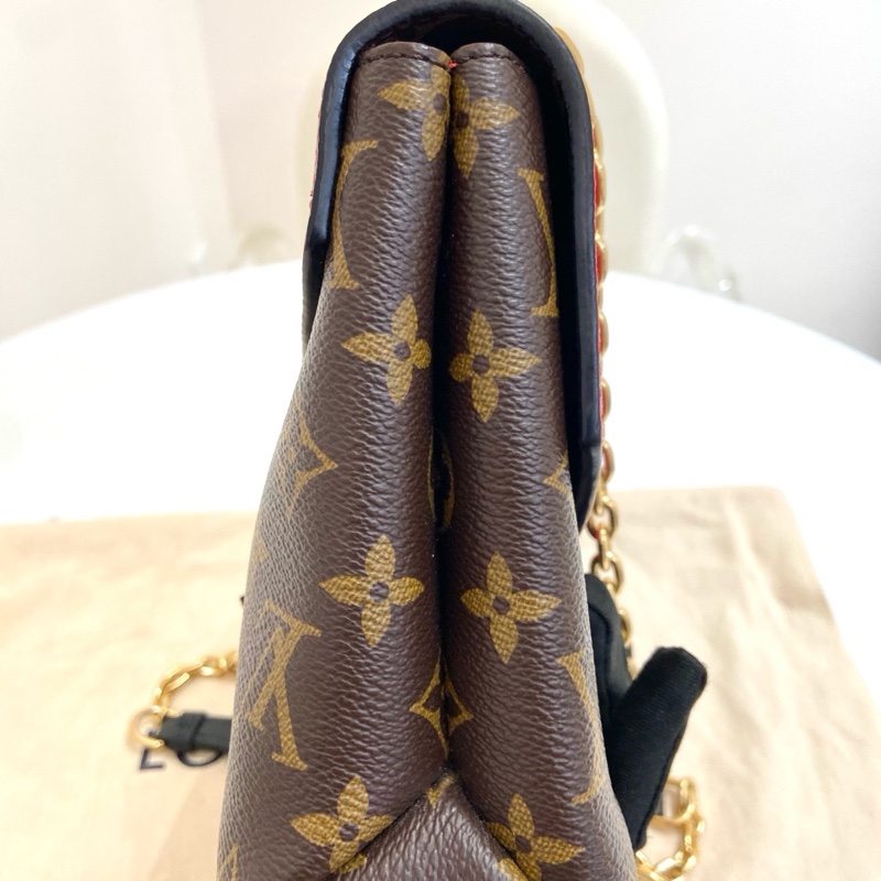 lv/路易威登 老花紅色拼皮Pallas系列chain傳奇單肩斜挎鏈條包 尺寸：25*7*16 附件：塵袋。-2