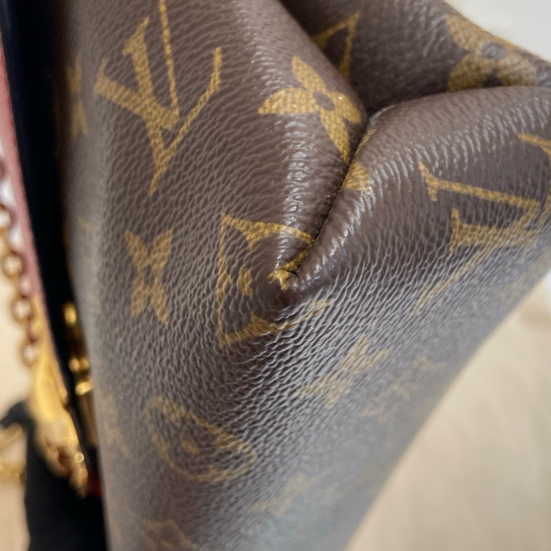 lv/路易威登 老花紅色拼皮Pallas系列chain傳奇單肩斜挎鏈條包 尺寸：25*7*16 附件：塵袋。-5