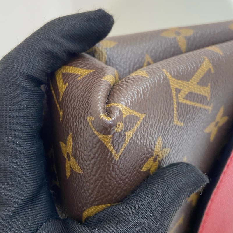 lv/路易威登 老花紅色拼皮Pallas系列chain傳奇單肩斜挎鏈條包 尺寸：25*7*16 附件：塵袋。-7