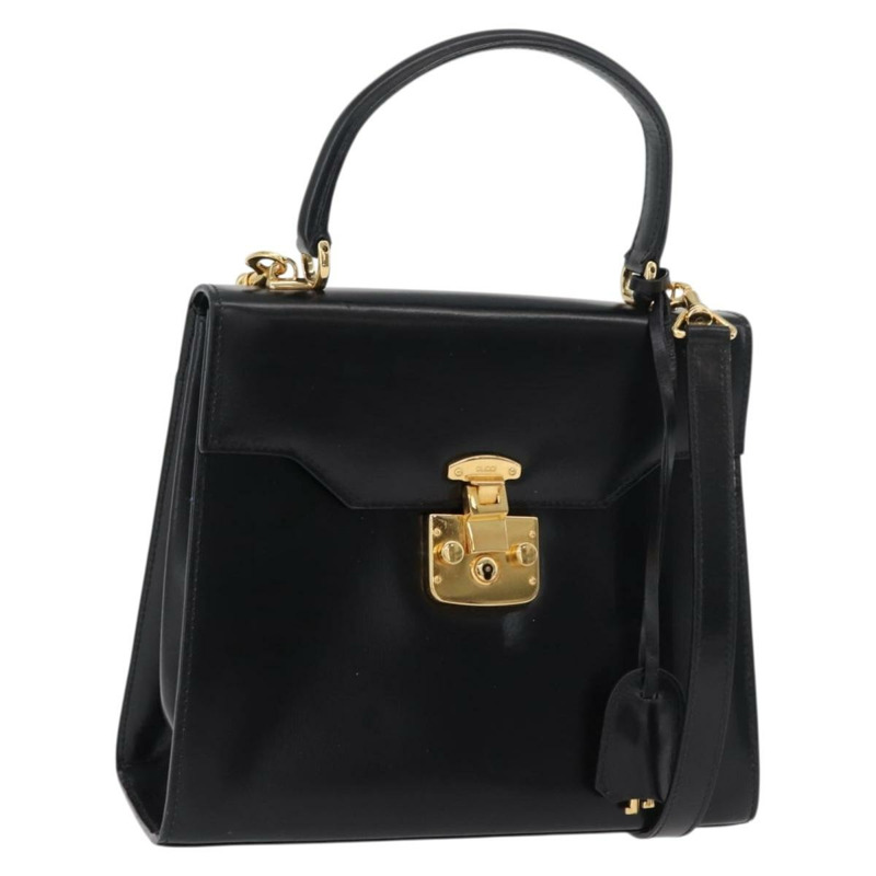 【日本直送】GUCCI Ready Lock 手提包 皮革 2way 黑色 金色 000 1951 0258 Auth mr2383A-0