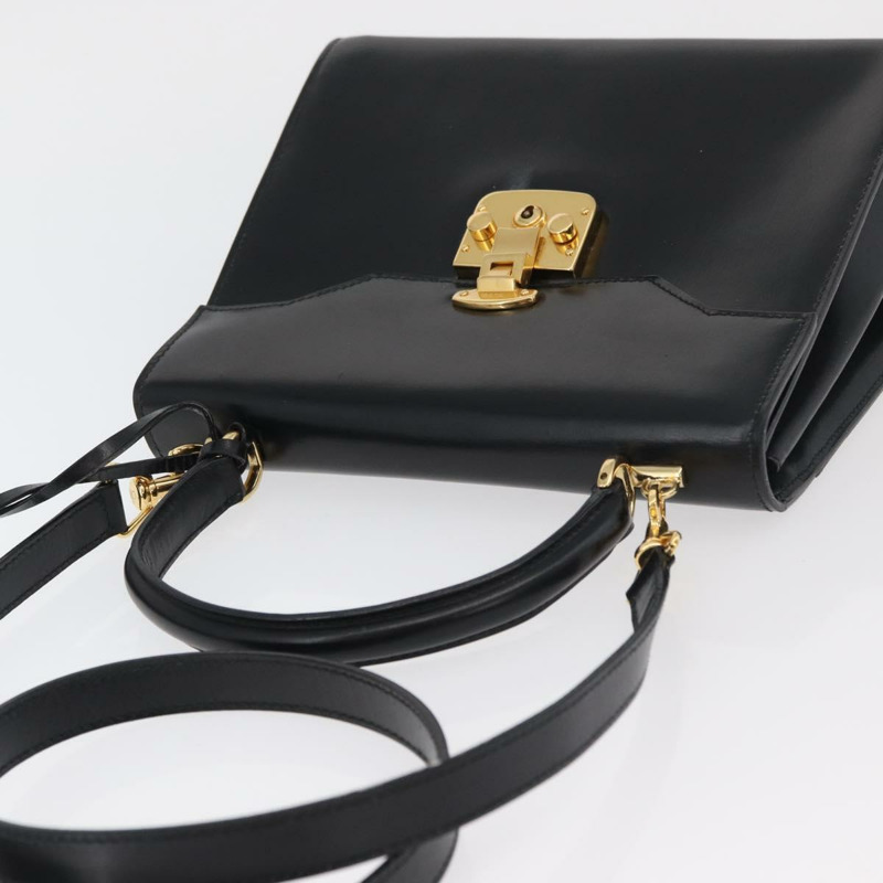 【日本直送】GUCCI Ready Lock 手提包 皮革 2way 黑色 金色 000 1951 0258 Auth mr2383A-5