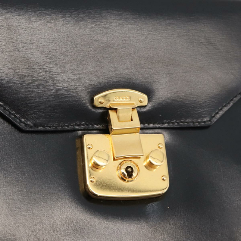 【日本直送】GUCCI Ready Lock 手提包 皮革 2way 黑色 金色 000 1951 0258 Auth mr2383A-15