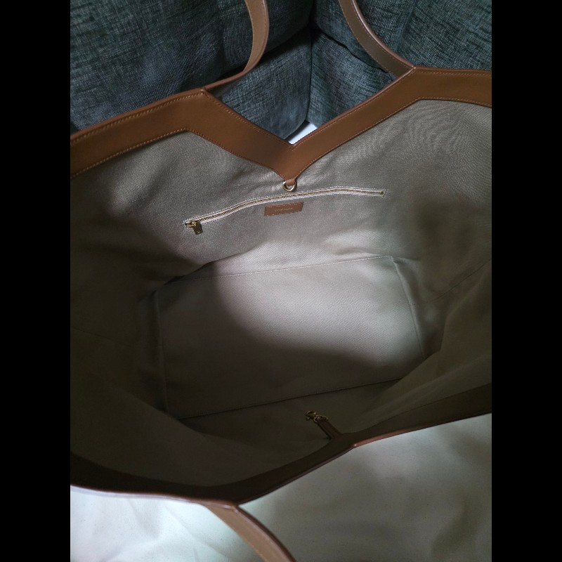 [全新] Saint Laurent YSL Y Tote 帆布拼皮革-5