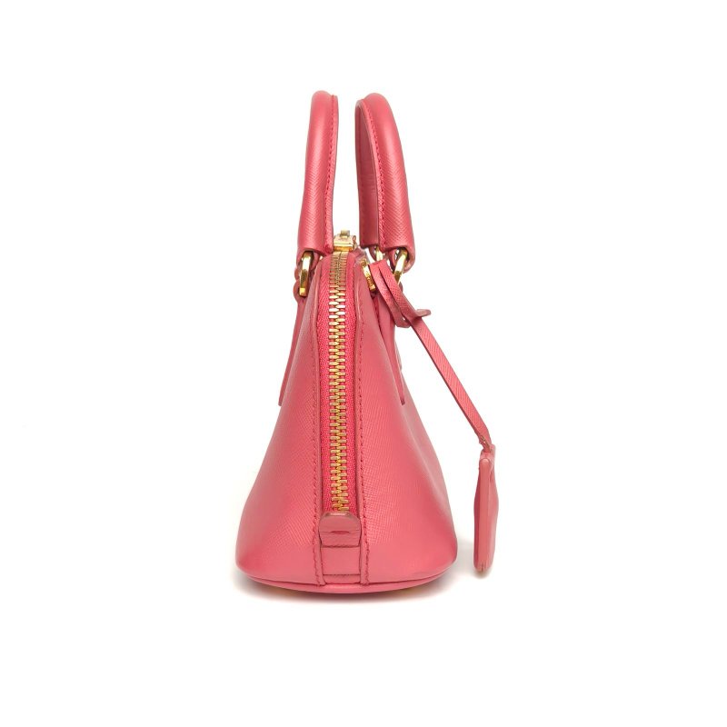 PRADA tophandle貝殼包Mini粉色牛皮肩背包-3